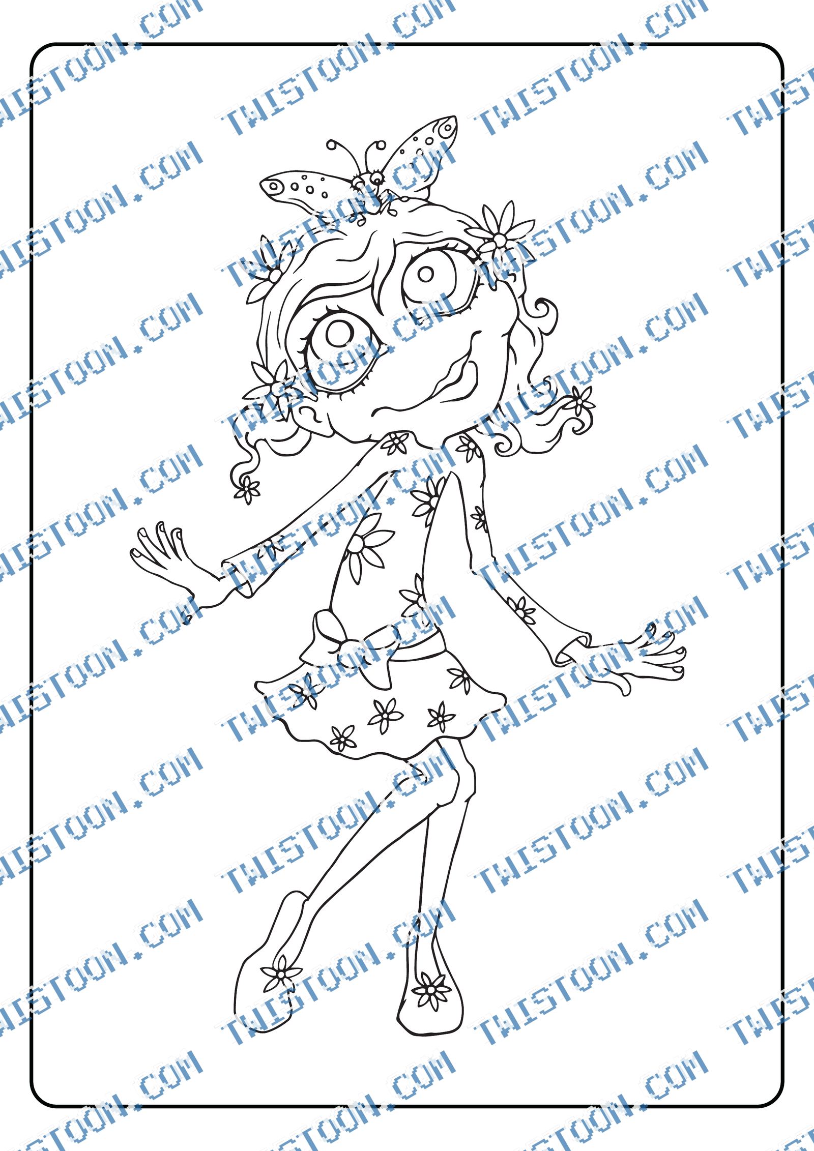 Mr Butterfly Head Coloring Page