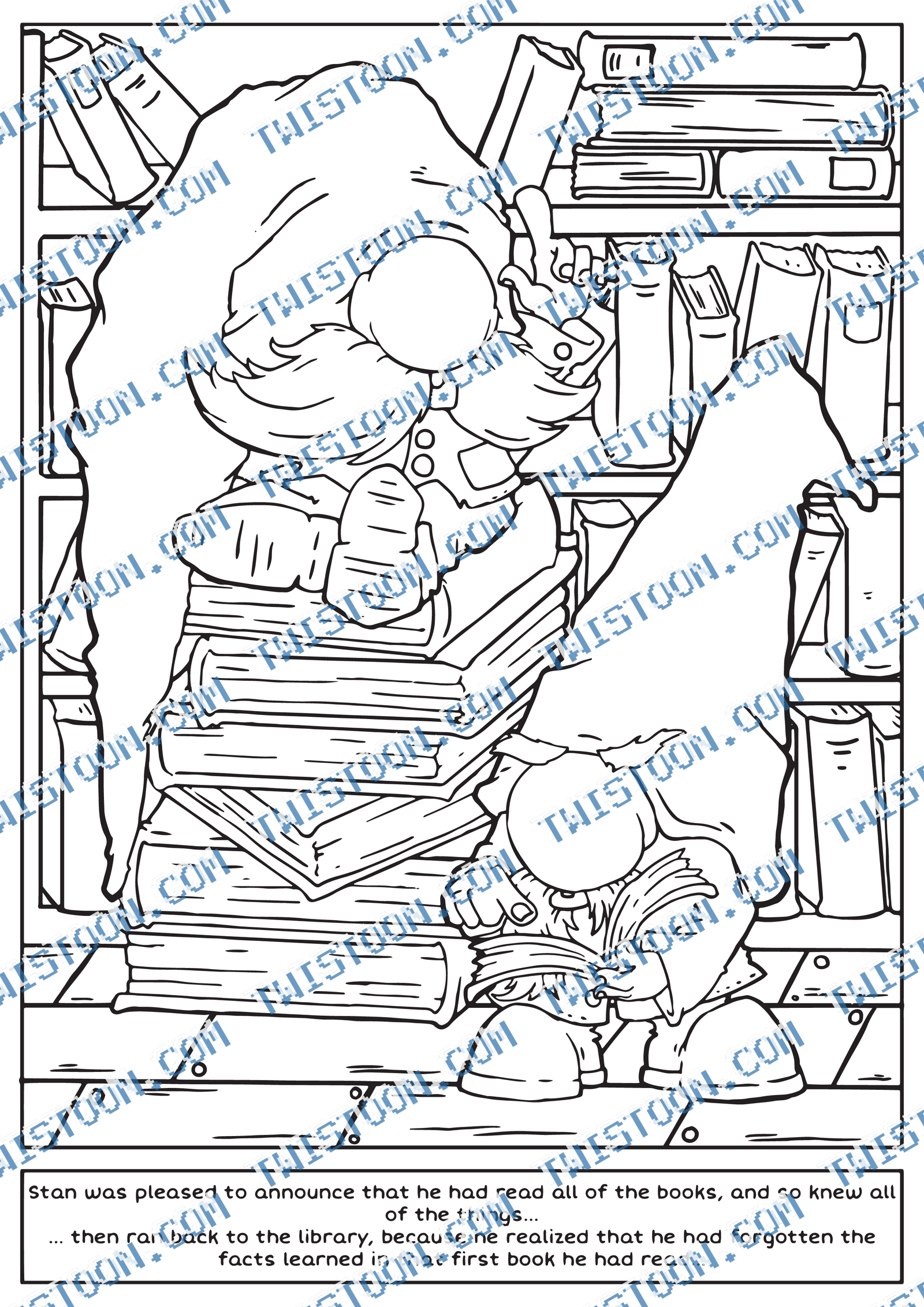 Stan Read All The Books Coloring Page